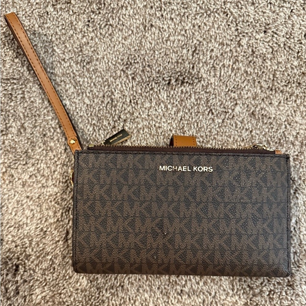 Michael Kors Dark Brown Monogram Wristlet